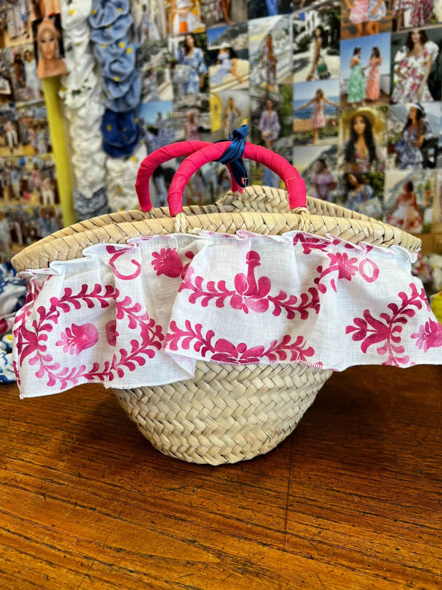 marocco pink Coffa small straw bag