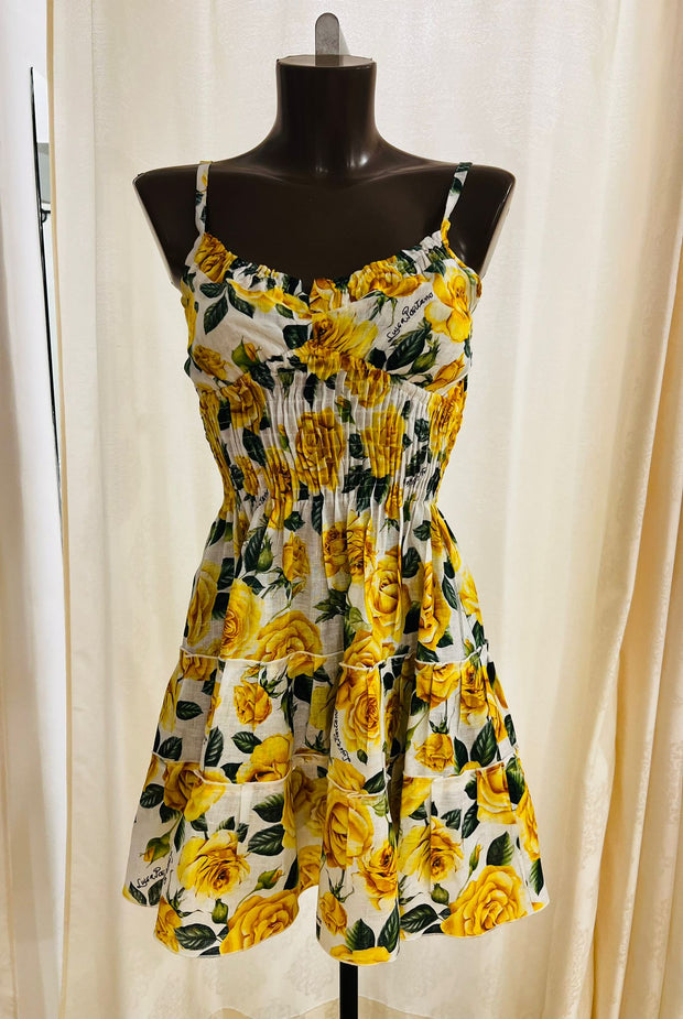 Yellow roses Ornella mini dress