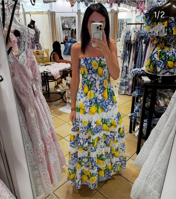 Tori long lace ravello lemon