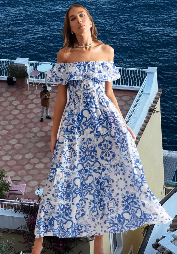 Double volant ravello blue