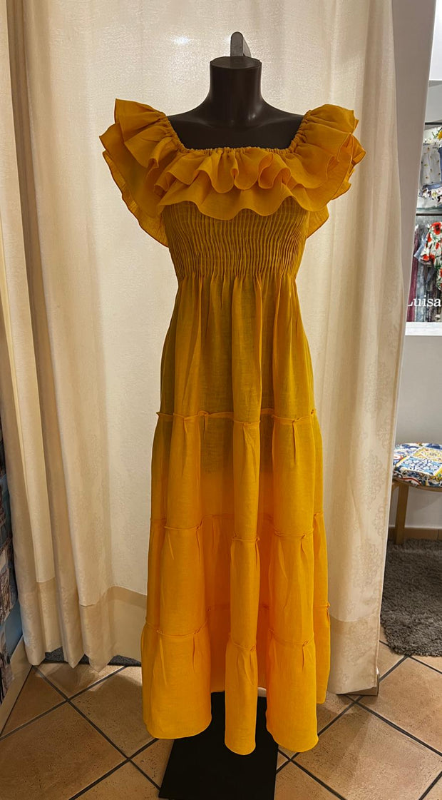 Yellow double volant dress