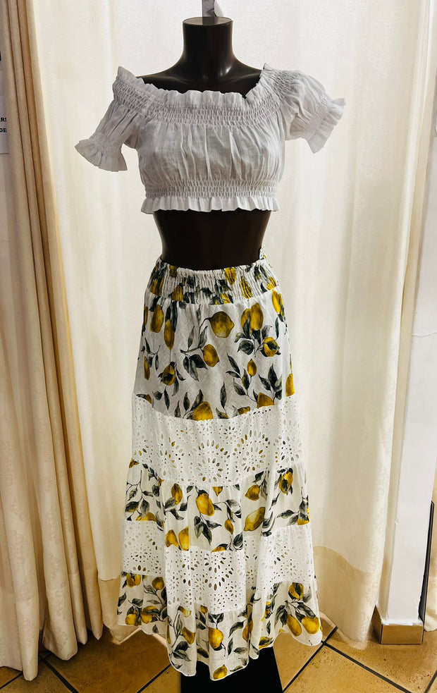 Lemon clara skirt and top fiocco white