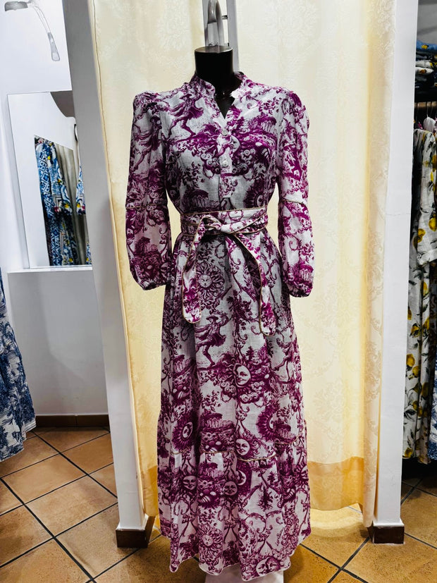 Monaco pink linen dress