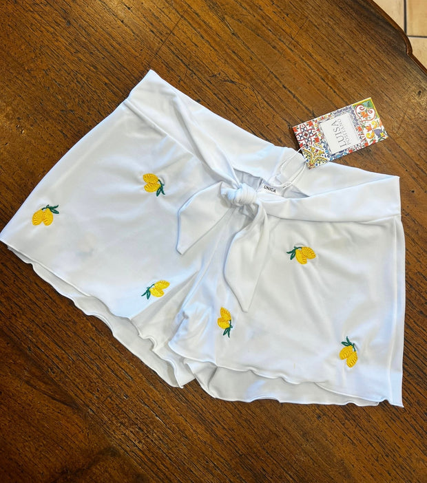 Short Lycra embroidered lemons