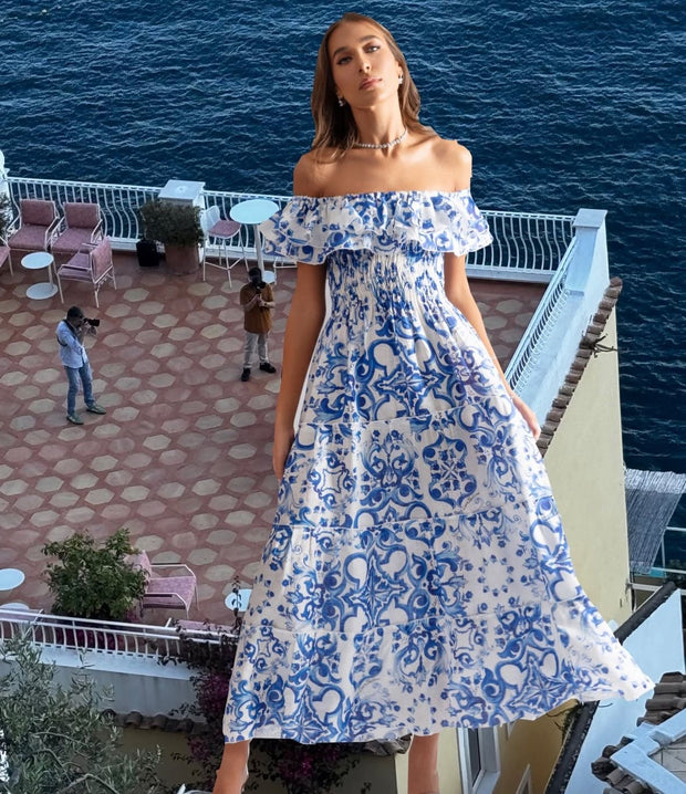 Double volant ravello blue