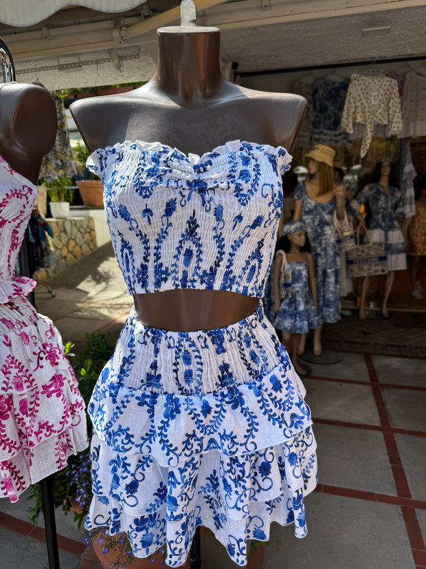 Set top fascia e daisy skirt Marocco blue
