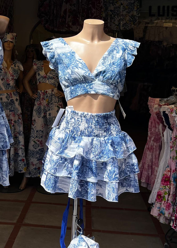 Set toile de jouy blue top pina and daisy skirt