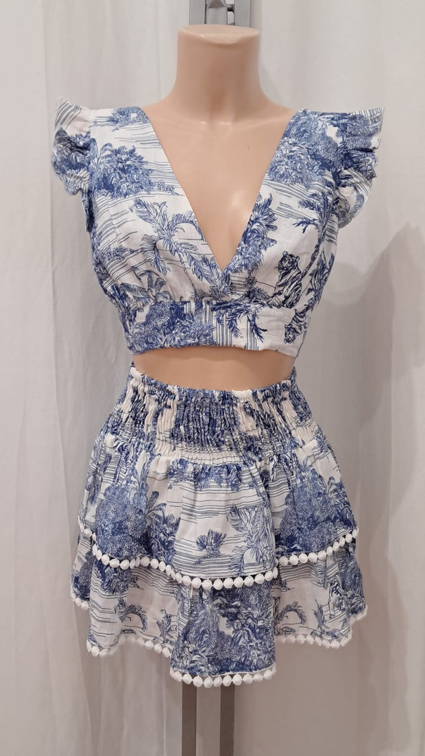 Set blue toile