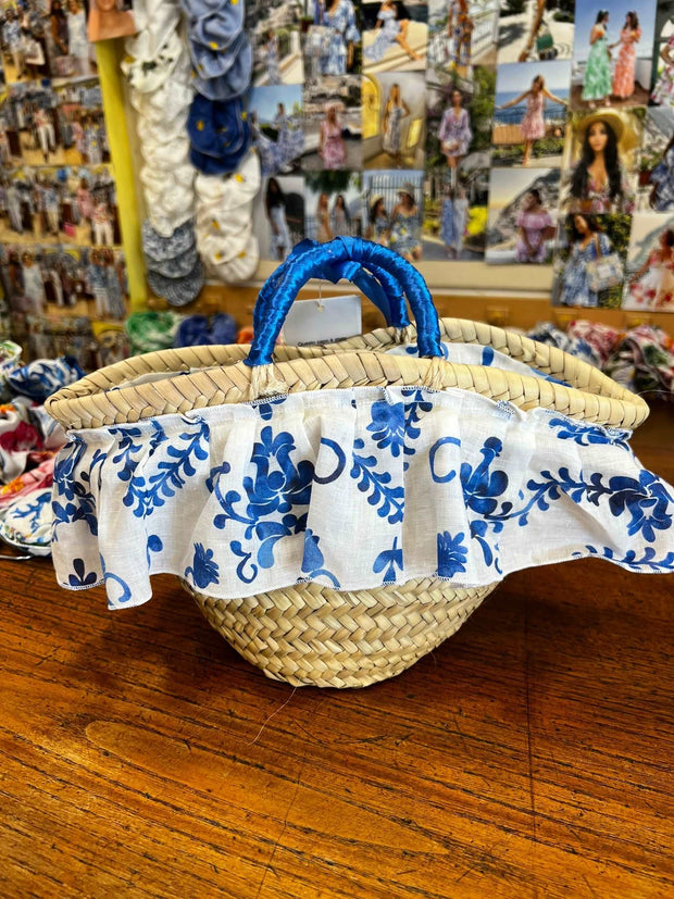 marocco blue Coffa straw small bag