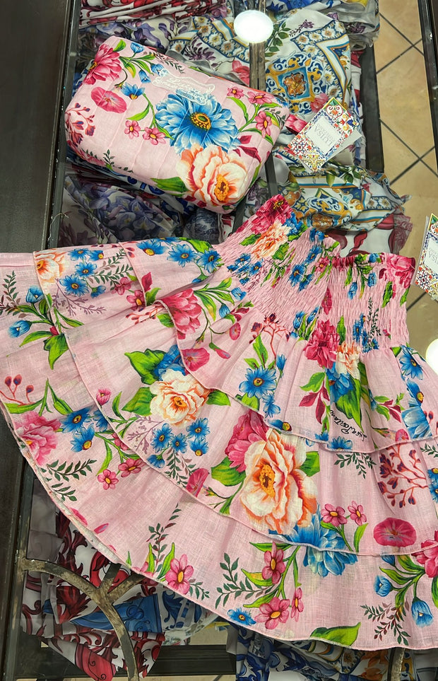Petunia pink set daisy mini skirt and Pochette
