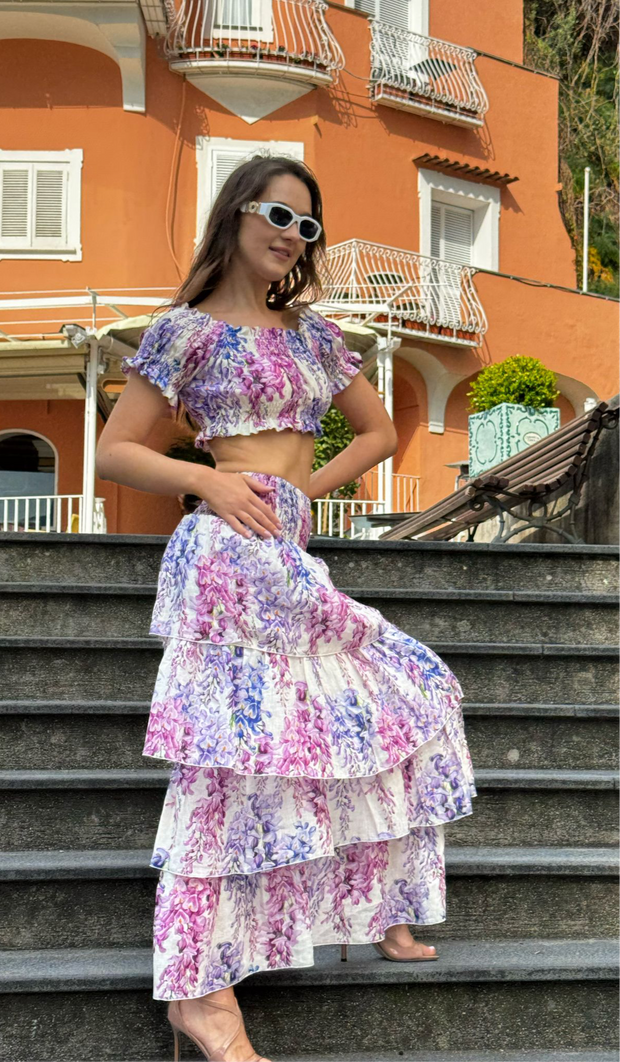 Set wisteria skirt albicocca and top fiocco