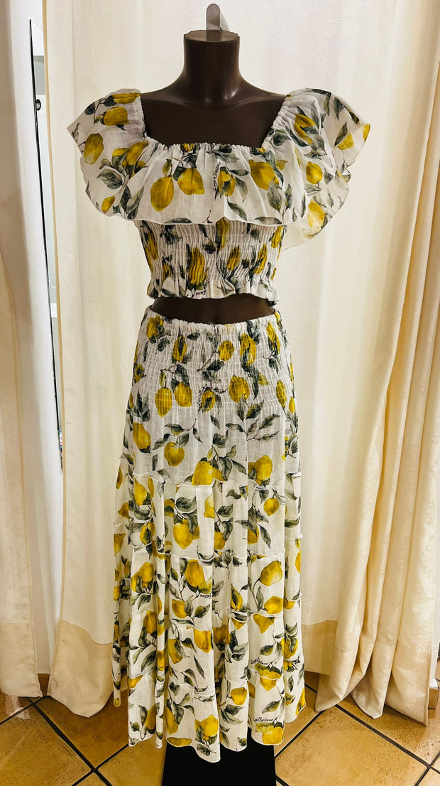 Yellow lemon set volant top hedy skirt