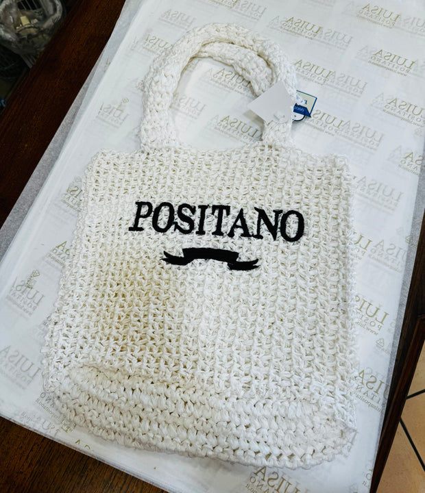 Straw bag white big Positano