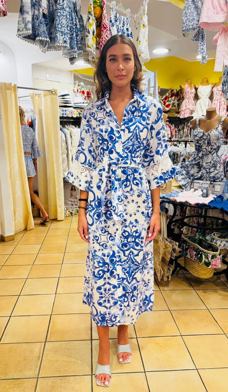 Positano Belted long Dress 2 -NVY- – Estella.K