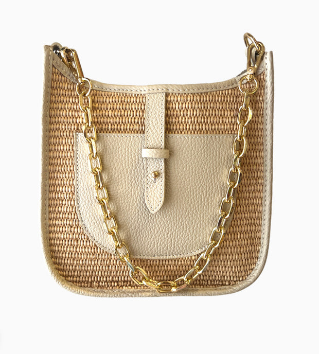 Straw leather bag chain