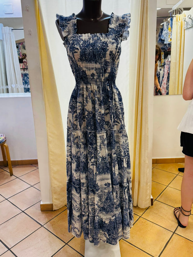 Tori long blue toile