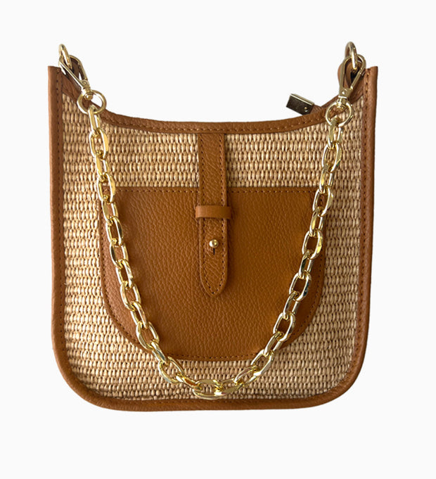 Straw leather bag chain