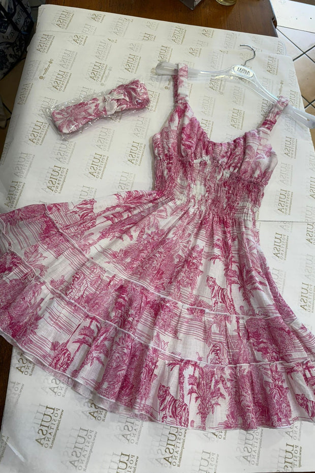 Pesca dress pink toile