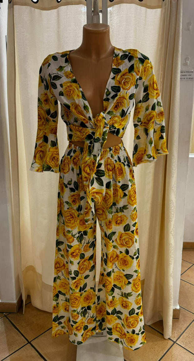 yellow roses pants