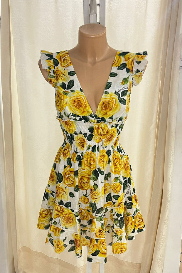 Tucano short dress roses yellow