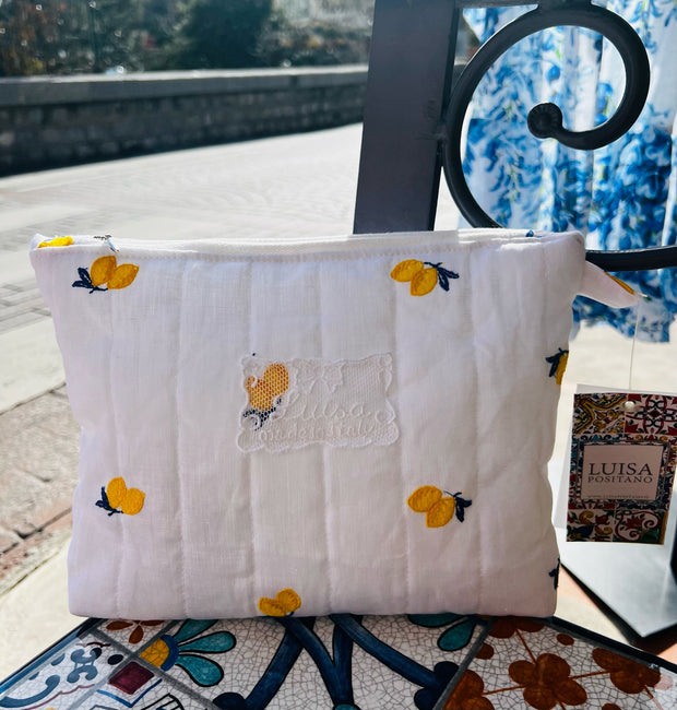 Pochette white lemon embroidery