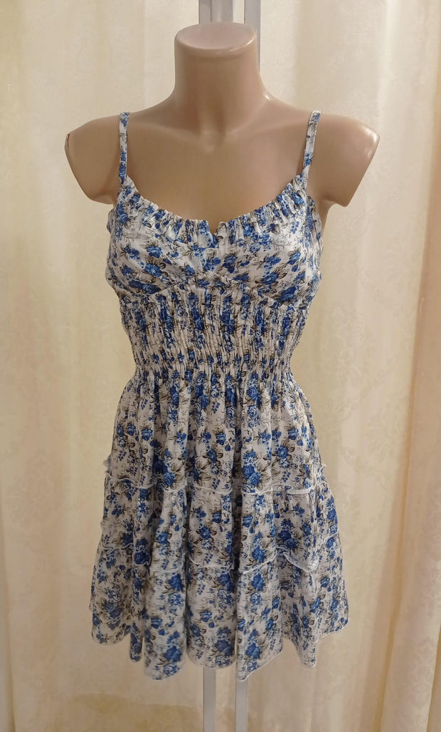 Ornella short dress flowers blue