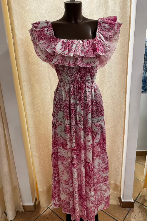 Double volant pink toile