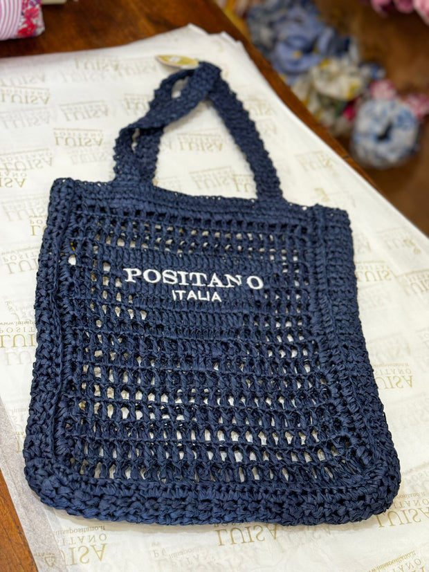 Prada style Straw blue bag