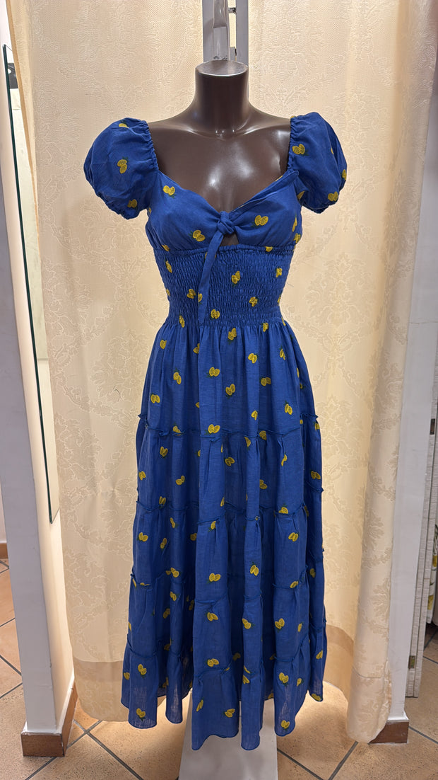Fresella toya blue embroidered lemon