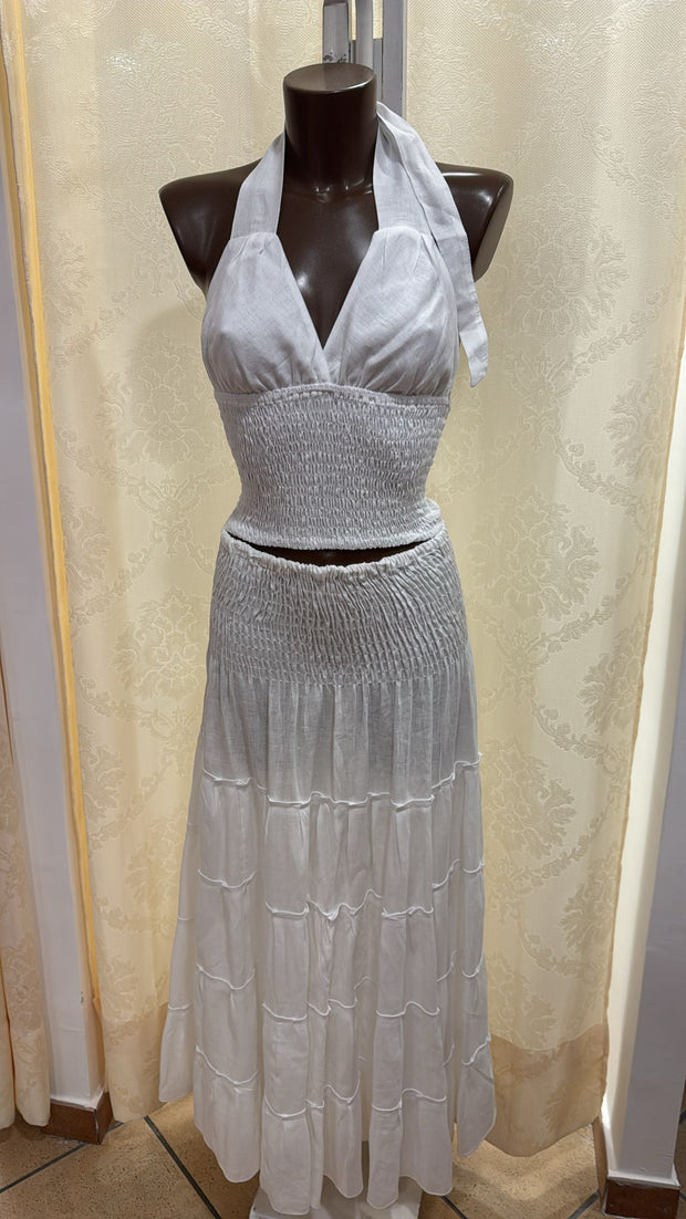 Set white linen top cocco hedy skirt