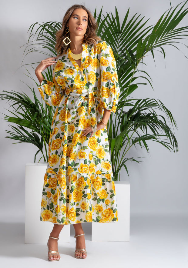 Yellow roses Monaco long dress