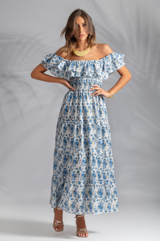 Liberty blue double volant dress